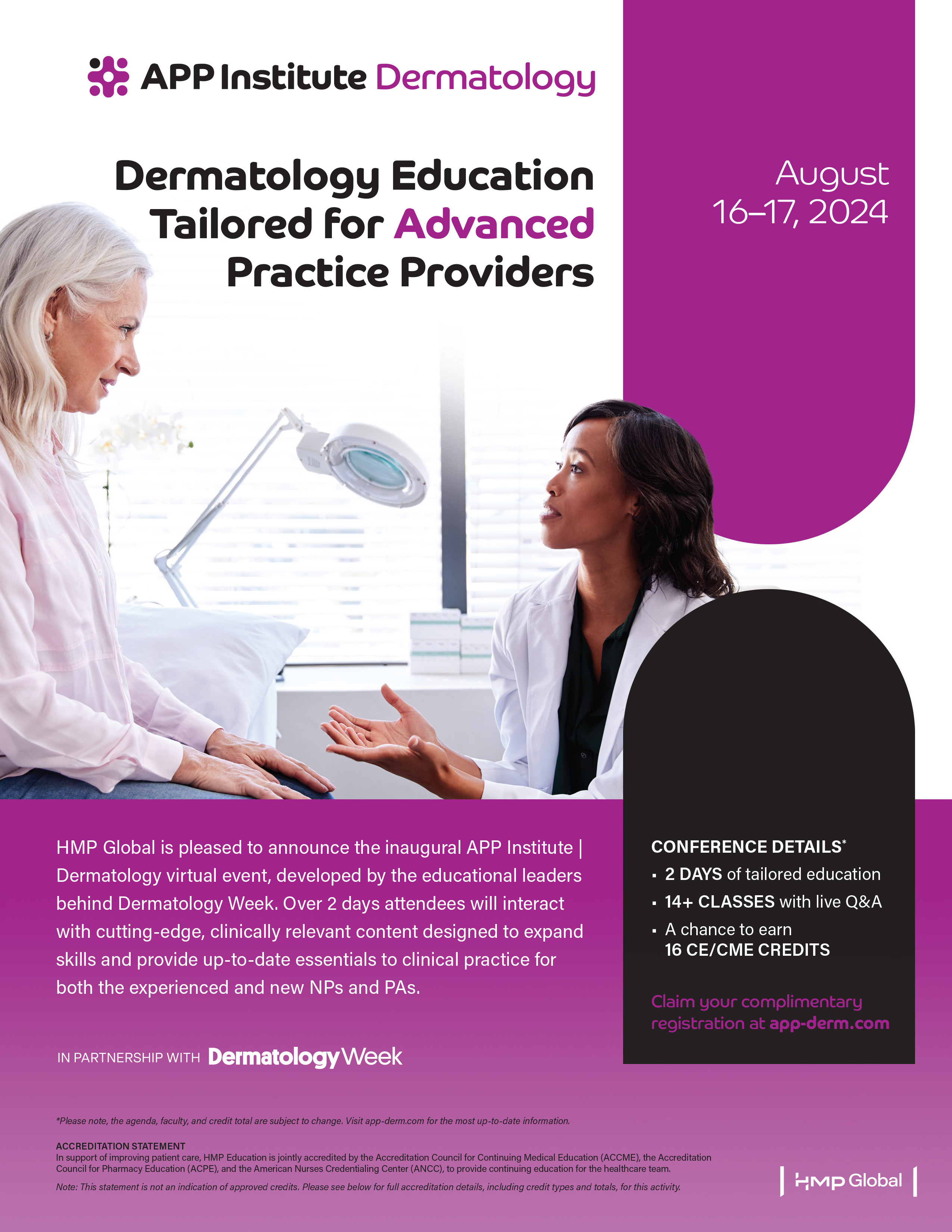 APP Institute Dermatology event flyer