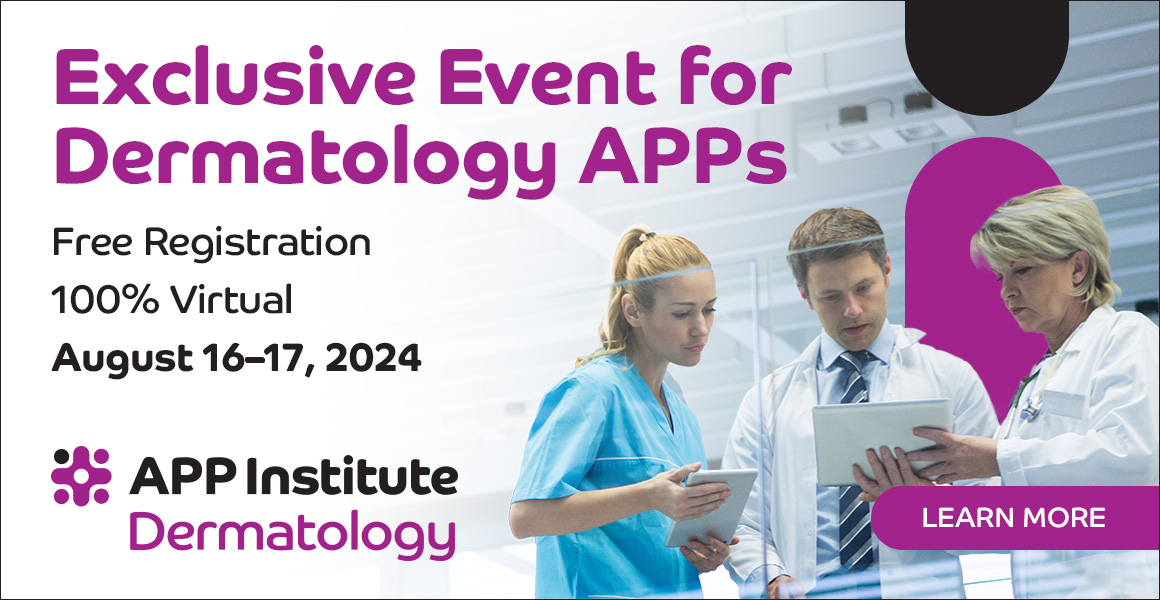 APP Institute Dermatology horizontal digital ad — Exclusive Event
