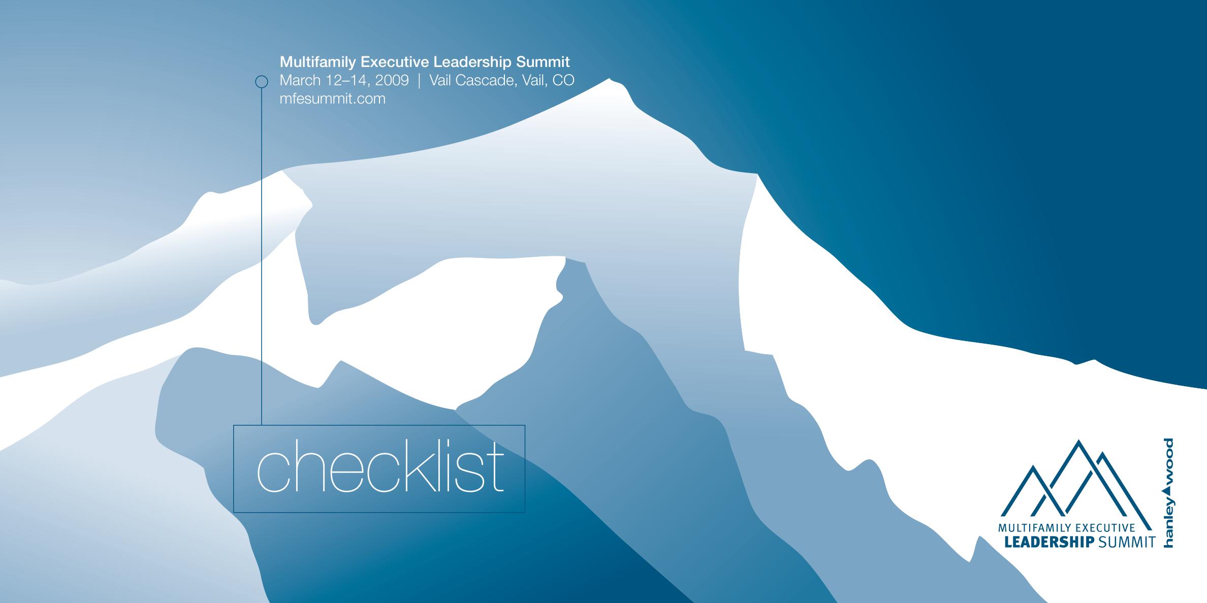 MFE Leadership Summit 2009 checklist postcard